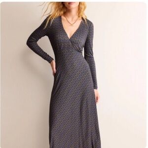 Long Sleeve Jersey Tea Dress, Sapphire Blue, Tulip Pop